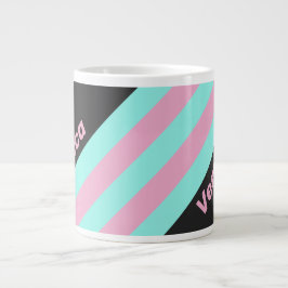 Taza De Café Gigante Retro Night Prism Stripes with Name