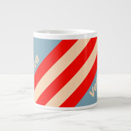 Taza De Café Gigante Retro Ocean Horizon Stripes with Name