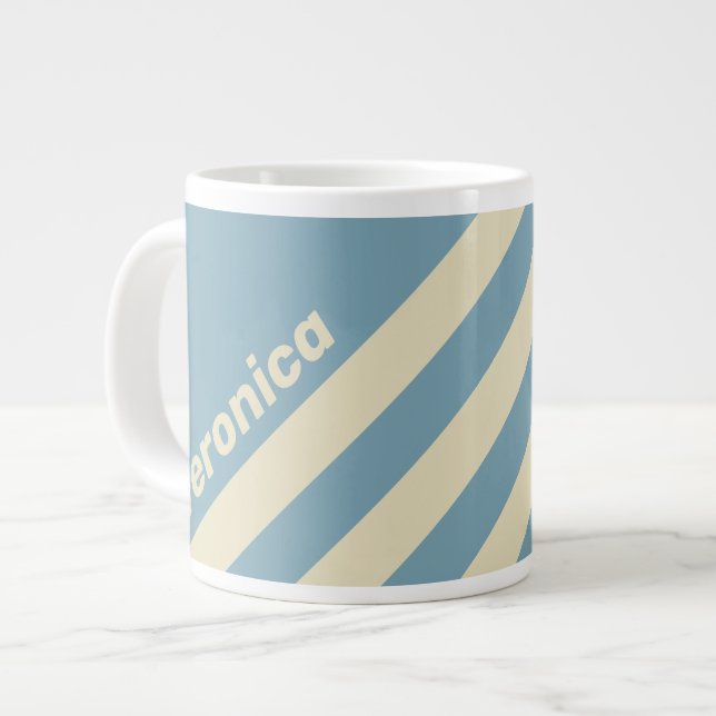 Taza De Café Gigante Retro Ocean Three Stripes with Name (Izquierda)