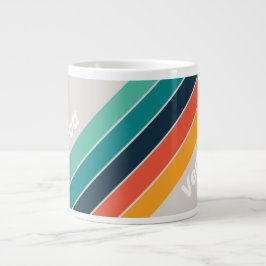 Taza De Café Gigante Retro Océano Rayado con Arcoíris con Nombre