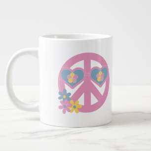 Taza De Café Gigante Retro Peace Cool Flowers