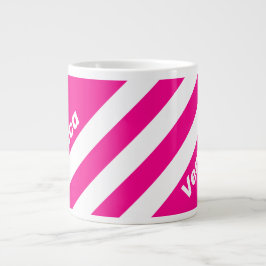 Taza De Café Gigante Retro Pink Lollipop Three Stripes with Name