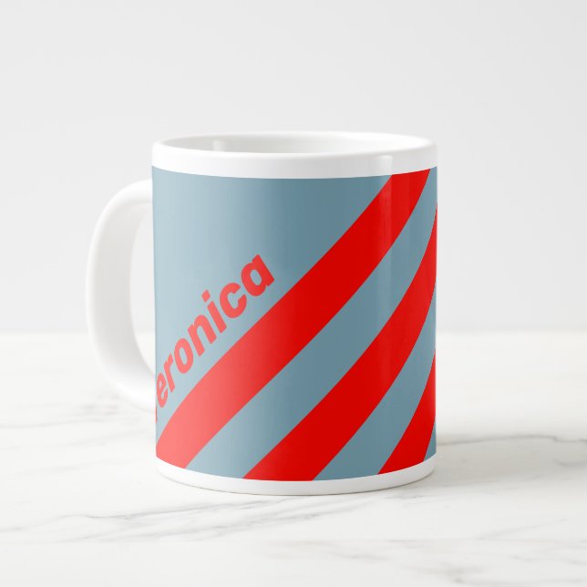 Taza De Café Gigante Retro Red Sea Three Stripes with Name (Izquierda)