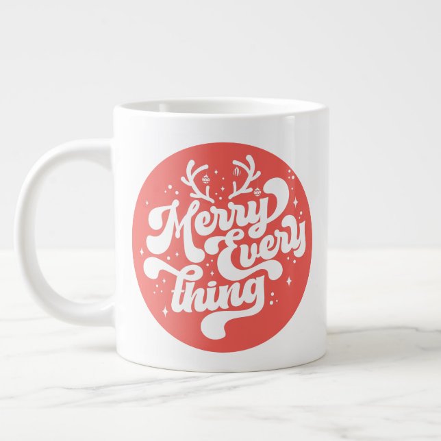 Taza De Café Gigante Retro Red White Feliz todo Feliz Navidad (Izquierda)