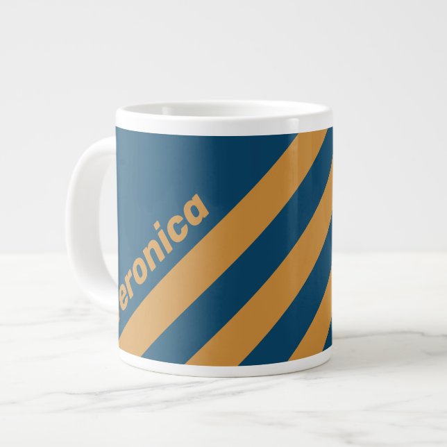 Taza De Café Gigante Retro Royal Gold Three Stripes with Name (Izquierda)