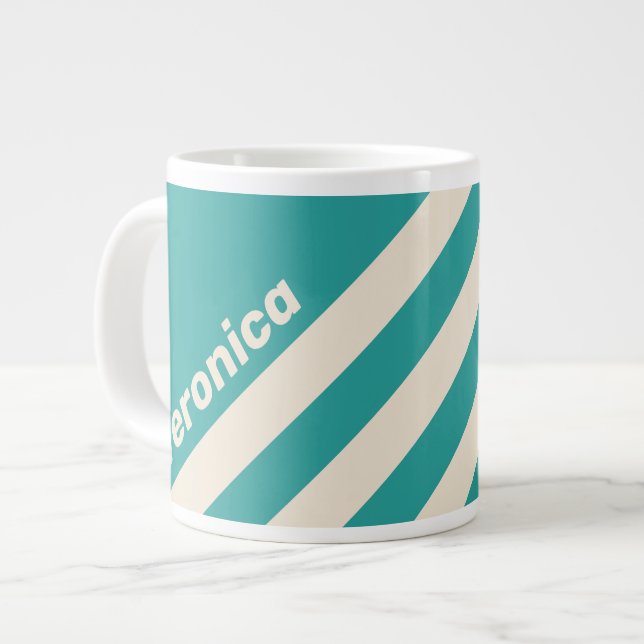 Taza De Café Gigante Retro Sea Breeze Three Stripes with Name (Izquierda)