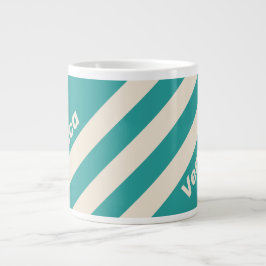 Taza De Café Gigante Retro Sea Breeze Tres Rayas con Nombre