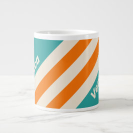 Taza De Café Gigante Retro Sea Breeze Vibe Stripes with Name