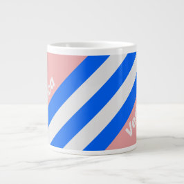 Taza De Café Gigante Retro Sea Kiss Stripes with Name