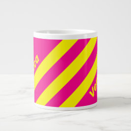 Taza De Café Gigante Retro Sol Empapado Tres Franjas con Nombre