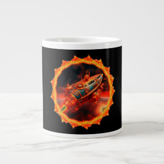 Taza De Café Gigante Retro Steampunk Moon Rocket