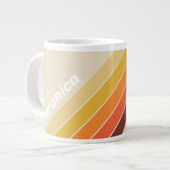 Taza De Café Gigante Retro Stripes with Name (Izquierda)