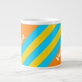 Taza De Café Gigante Retro Summer Beach Stripes with Name