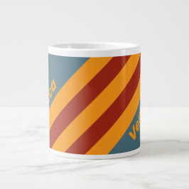 Taza De Café Gigante Retro Sunrise on Slate Stripes with Name
