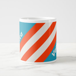 Taza De Café Gigante Retro Sunset Tide Rush Stripes with Name