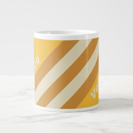 Taza De Café Gigante Retro Sunshine Mustard Stripes with Name
