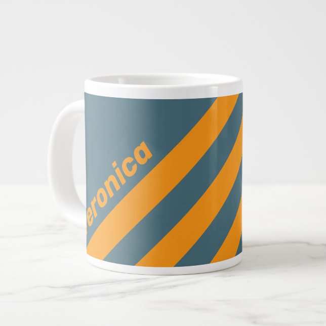 Taza De Café Gigante Retro Sunshine Three Stripes with Name (Izquierda)
