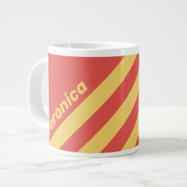 Taza De Café Gigante Retro Surf Atardecer Tres Rayas con Nombre