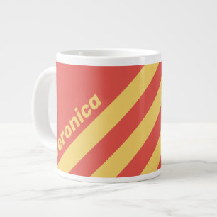 Taza De Café Gigante Retro Surf Atardecer Tres Rayas con Nombre