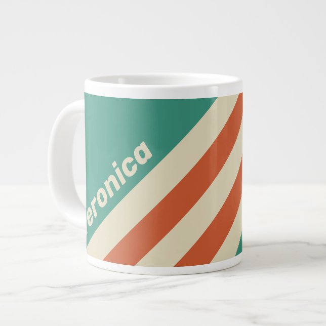 Taza De Café Gigante Retro Timeless Stripes with Name (Izquierda)