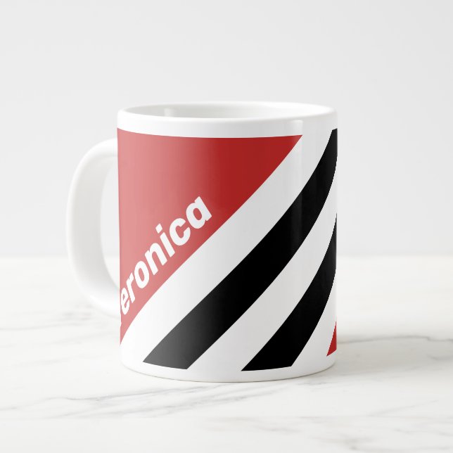 Taza De Café Gigante Retro Urban Zebra Stripes with Name (Izquierda)