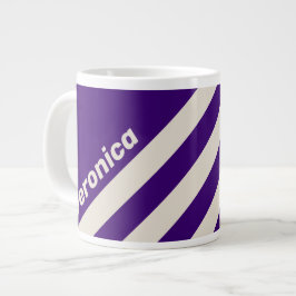 Taza De Café Gigante Retro Uva Enredadera Tres Franjas con Nombre