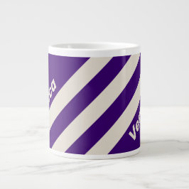 Taza De Café Gigante Retro Uva Enredadera Tres Franjas con Nombre