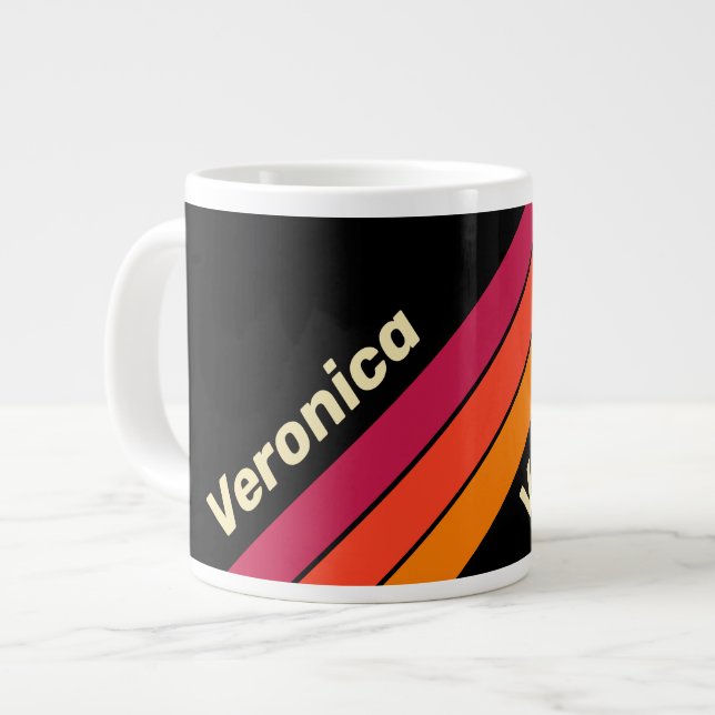 Taza De Café Gigante Retro VHS Stripes with Name (Izquierda)