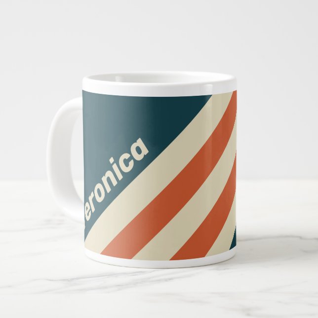 Taza De Café Gigante Retro Wave Stripes with Name (Izquierda)