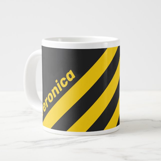 Taza De Café Gigante Retro Yellowjacket Three Stripes with Name (Izquierda)
