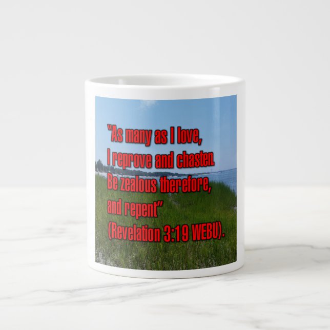 Taza De Café Gigante Revelación 3:19 WEBU Mug (Frente)