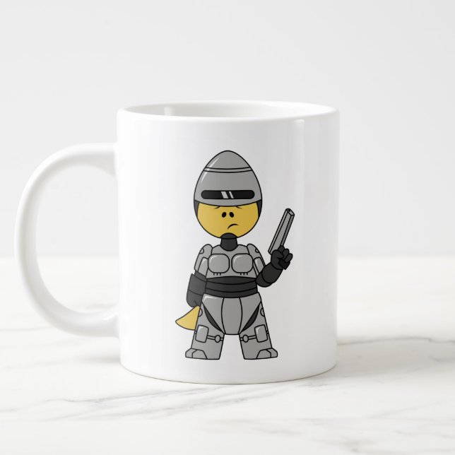 Taza De Café Gigante Rex Tirano Vestido Como Robocop. (Izquierda)