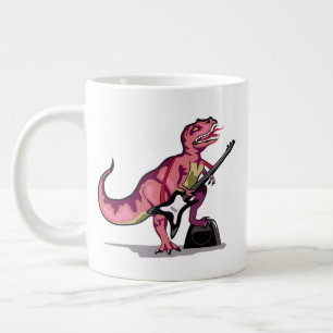 Taza De Café Gigante Rex Tyrannosaurus Tocando La Guitarra.