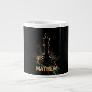 Taza De Café Gigante Rey de Ajedrez de Lujo Esmeralda Oro Nombre Person