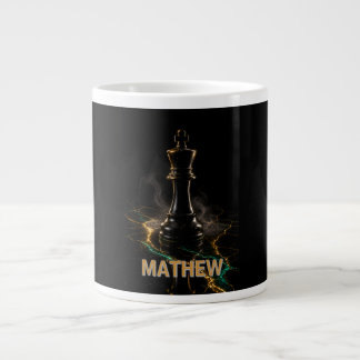 Taza De Café Gigante Rey de Ajedrez de Lujo Esmeralda Oro Nombre Person