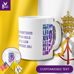 Taza De Café Gigante Rezar por el PAPA LEO XIV Audaz Cristiano León Cat