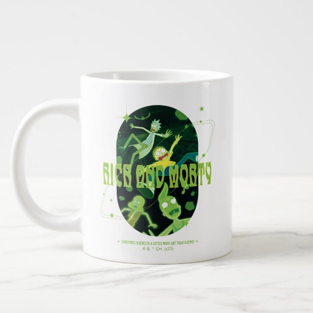 Taza De Café Gigante Rick y Morty Falling Citation Badge (Izquierda)