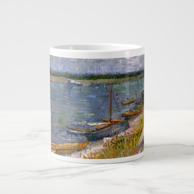 Taza De Café Gigante Río con barcos de remo por Vincent van Gogh (Frente)