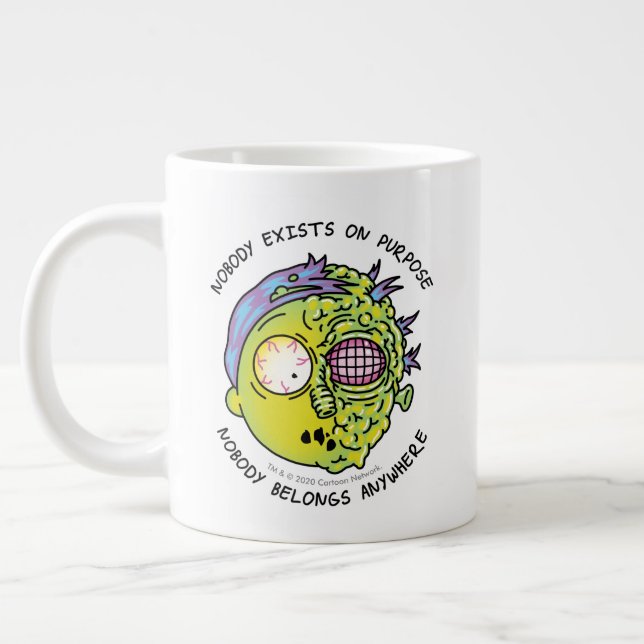 Taza De Café Gigante RIQUEZA Y MORTY™| Cotización de vuelo estilizada (Izquierda)