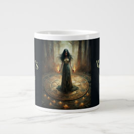 Taza De Café Gigante Ritual Bruja con Círculo Pentáculo