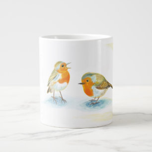 Taza De Café Gigante Robins rojos en invierno