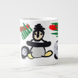 Taza De Café Gigante Roca de pingüino Navidad 
