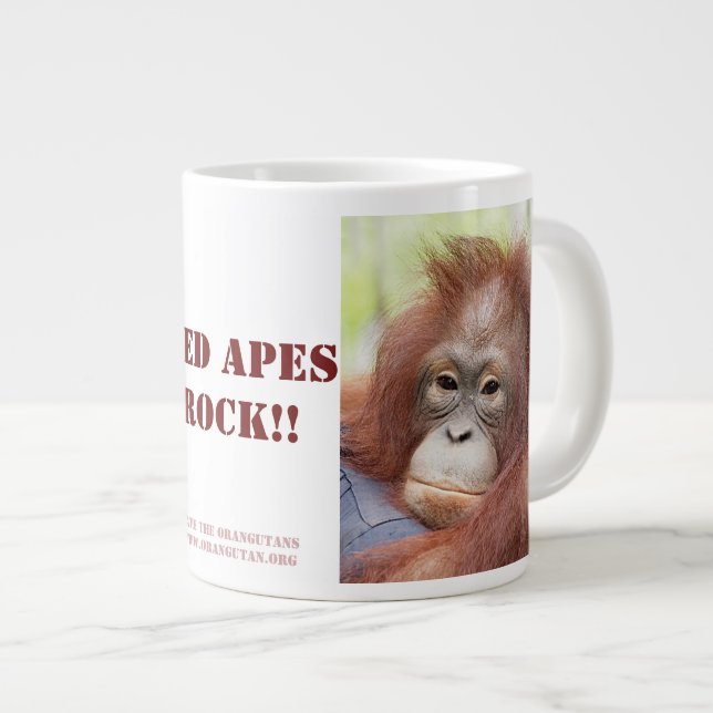 Taza De Café Gigante Roca roja de los monos - orangután del doctor Ana (Derecha)