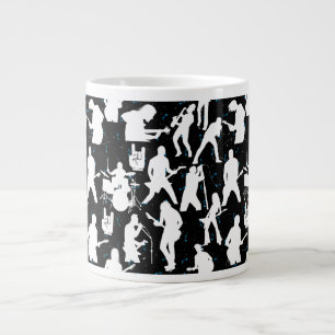 Taza De Café Gigante Rock Band Silhouette Pattern.w Black BG