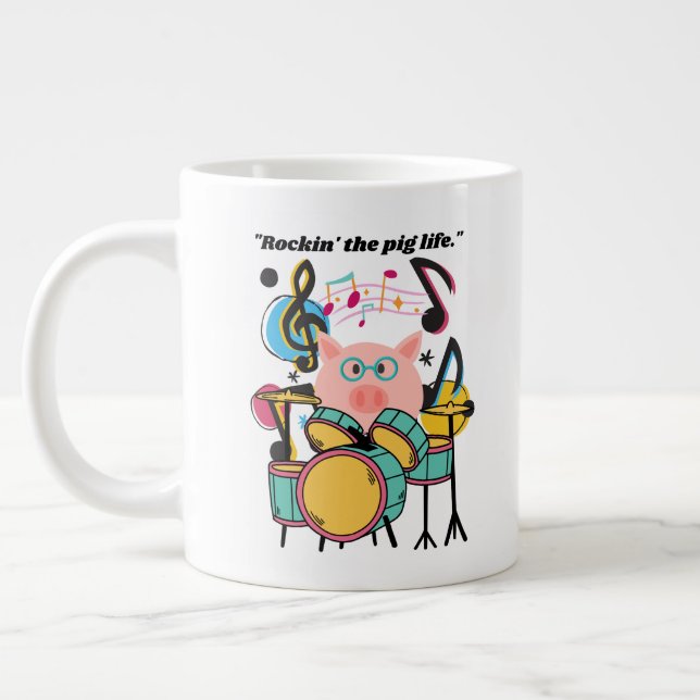 Taza De Café Gigante Rockear la vida del cerdo (Izquierda)