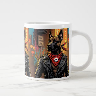 Taza De Café Gigante Rockstar Dog Mug – Biker Dog with Leather Jacket a