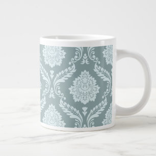 Taza De Café Gigante Rococo Damask Patrón Grande Huevo de Pato Azul+Ver