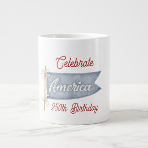 Taza De Café Gigante Rojo Blanco Azul Celebra América