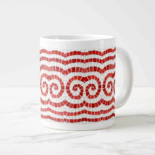 Taza De Café Gigante ROJO IONIC MOSAIC Big White Mug (Derecha)