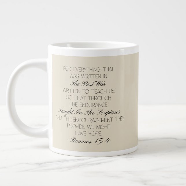 Taza De Café Gigante Romans 15:4 Hope Bible Verse Mug  (Izquierda)